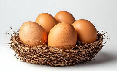 Brown Eggs in a Nest.