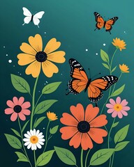 butterflies and flowers