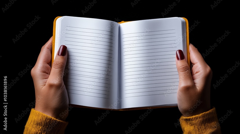 Poster open notebook in hands