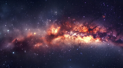 Obraz premium A breathtaking view of a starry night sky featuring vibrant nebulae and distant stars.