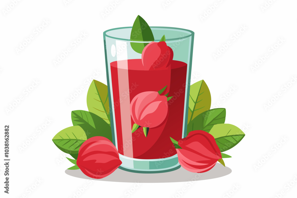 Sticker Glass of healthy mix fruit juice illustration