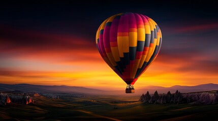 Obraz premium Captivating Sunset Hot Air Balloon Ride 
