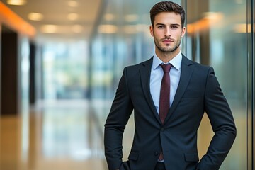 Fototapeta premium Professional Man in Tailored Suit in Modern Office