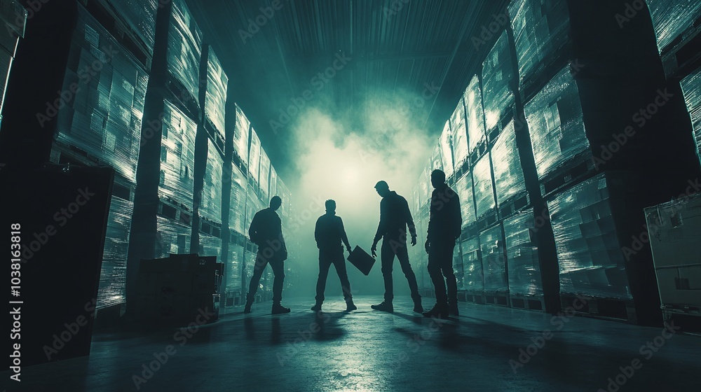 Aufkleber security footage capturing a group of individuals breaking into a warehouse for large-scale theft st