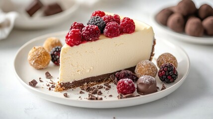 Creamy Cheesecake Slice with Fresh Berries