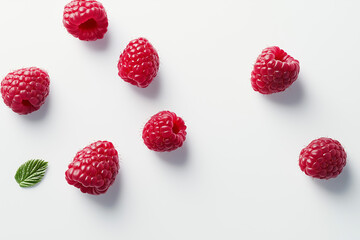 Vibrant and Juicy Raspberries: A Collection of Fresh Summer Fruits Perfect for Food and Beverage Packaging, Website Design, and Social Media Content