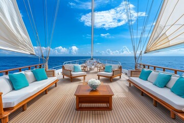 Obraz premium Serene Afternoon at Sea on Luxury Yacht