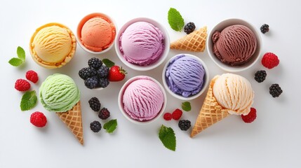 Fototapeta premium Colorful Ice Cream Arrangement from Above