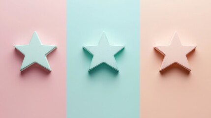 Obraz premium Minimalist Pastel Star Shapes on Colorful Backgrounds for Modern Design and Decor