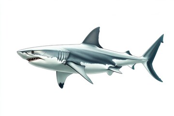 Naklejka premium Great White Shark Illustration Predator Ocean Marine Life Underwater Wildlife Nature