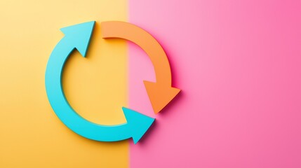 Colorful Circular Arrows Representing Customer Journey Concept on Vibrant Yellow and Pink Background