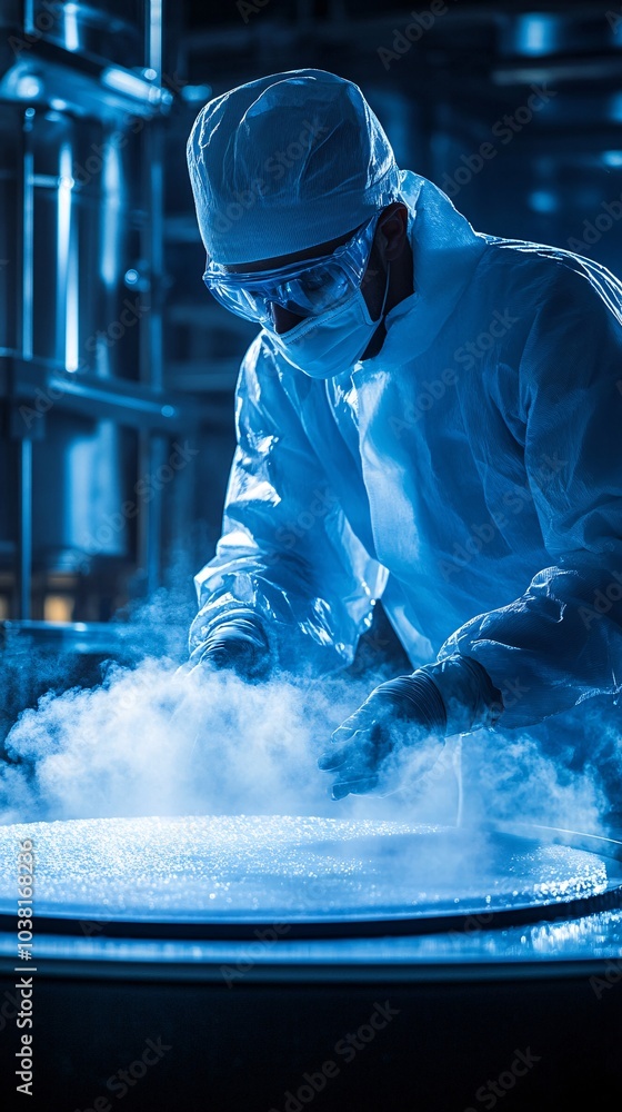 Poster a forensic specialist dusting for fingerprints on a crime scene object stock photo with side copy sp