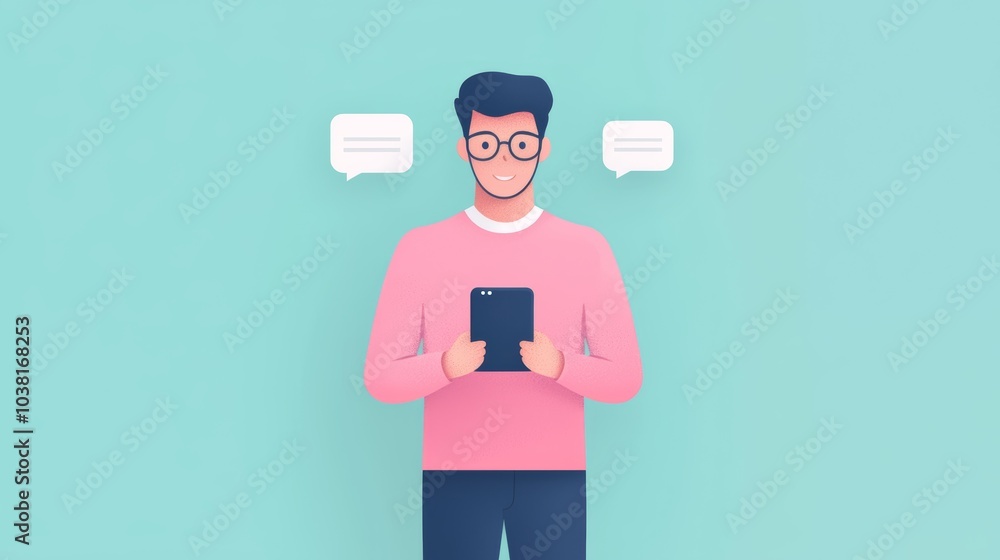 Poster customer journey concept illustration with modern flat design elements and user interaction