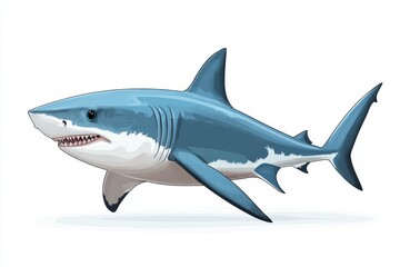 Naklejka premium Great White Shark Illustration Predatory Ocean Animal Marine Life Sea Creature