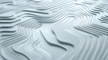 Obraz premium Abstract white topographic lines create a mesmerizing 3D landscape effect, AI