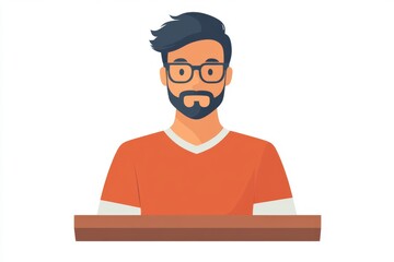 Cartoon Man with Beard and Glasses Illustration