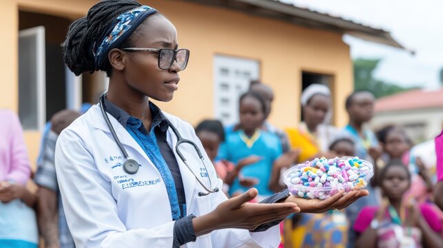 Empowering Communities A Female Public Health Worker Educates Local Residents on Essential Health Practices and Wellness at a Community Event