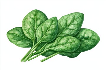 Fototapeta premium Fresh Green Spinach Leaves Isolated on White Background