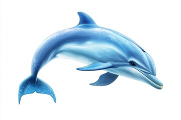Obraz premium Blue Dolphin Jumping Out Of Water With White Background