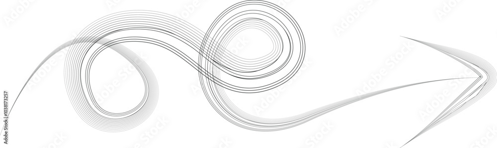 Poster decorative swirl of line. many lines form curved arrow .abstract flow linear arrow shapes .curly des