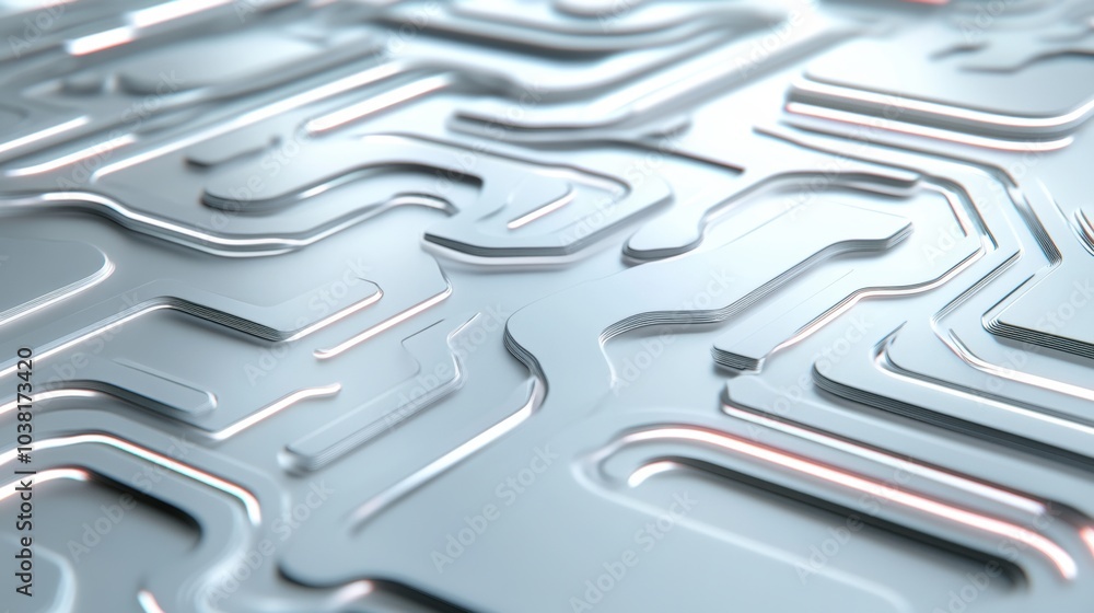 Poster futuristic circuit board design with intricate patterns and metallic sheen, ai