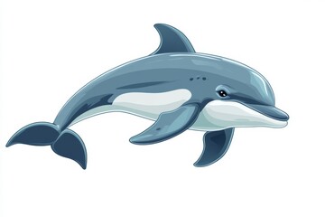 Fototapeta premium Cartoon Dolphin Illustration Sea Animal Ocean Life Marine Mammal