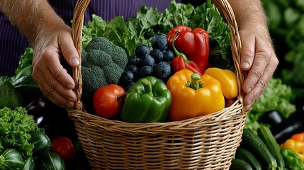 Fototapeta premium Harvest Bounty: Fresh, vibrant vegetables bursting with flavor, a symbol of healthy living and abundance. 