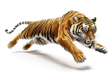 Obraz premium A dynamic illustration of a tiger in mid-leap, showcasing its strength and agility.