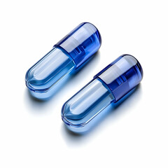 Blue Pills on White Background.