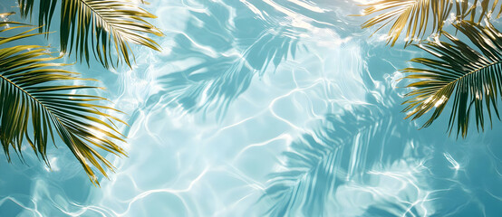 Tropical Palm Leaves Over Water.