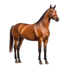 Obraz premium Strong brown horse stands, white isolate background