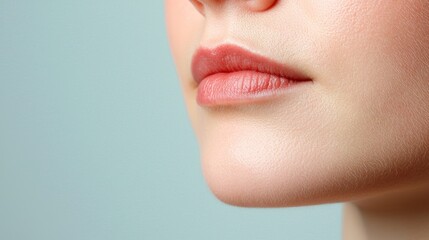 Obraz premium Close-Up of Clear Skin on Woman's Face Highlighting Smooth Texture and Healthy Complexion