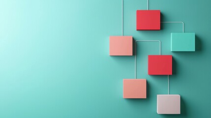 Visual Representation of Customer Journey Concept with Colorful Blocks on Teal Background