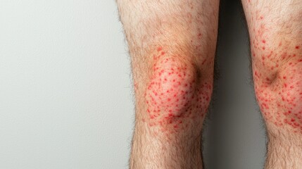 Fototapeta premium Close-Up of Red Rash on Legs Highlighting Skin Condition Symptoms and Dermatological Issues