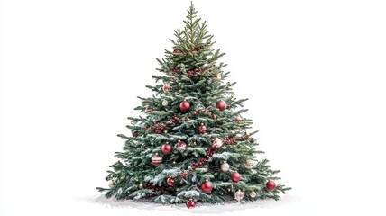 Fototapeta premium Collection of Christmas tree drawn with a brush on a white isolated background,greeting season and gift in christmas day,winter season,New Year decorations,fairy lights,copy space.