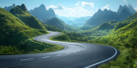 Naklejka premium Winding Road Through Mountains.