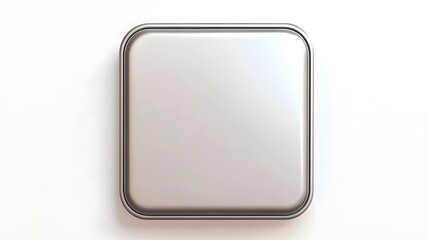 Blank Mobile application icon, button - Silver square with round corners. 3d rendering, white background