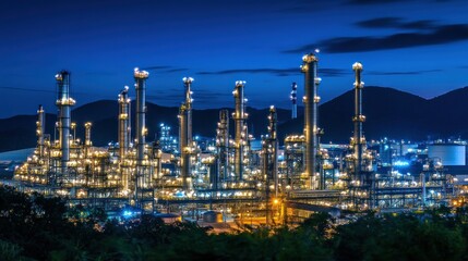 Fototapeta premium Nighttime View of an Industrial Complex