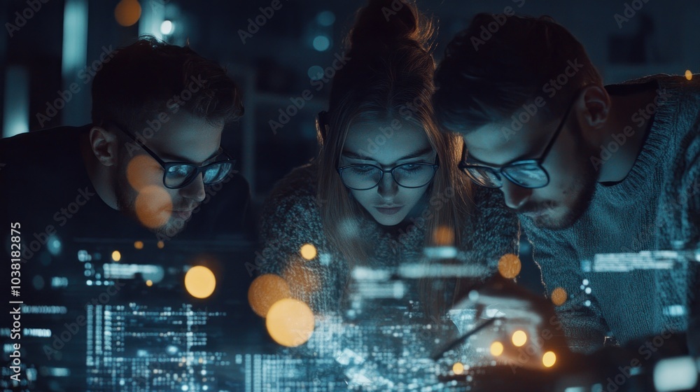 Poster team of developers working on a project