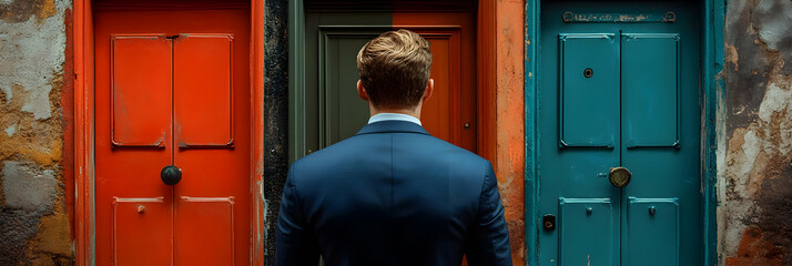 Man Facing Three Doors.