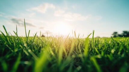 Obraz premium Lush Green Grass in a Vibrant Outdoor Landscape