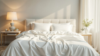 An Elegant Bedroom with Pristine White Linens Creating a Serene Atmosphere