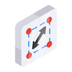 Editable flat isometric designof double head arrows

