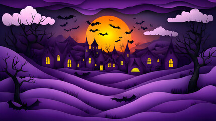 Halloween Night in a Spooky Village.