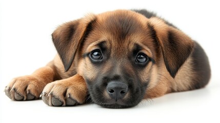 Obraz premium Isolated puppy on a white background. 