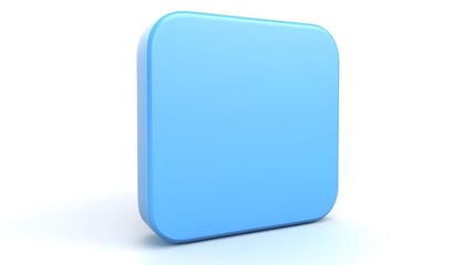 Obraz premium Blank Mobile application icon, button - blue square with round corners. 3d rendering, white background