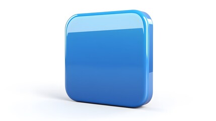 
Blank Mobile application icon, button - blue square with round corners. 3d rendering, white background
