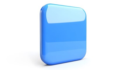 
Blank Mobile application icon, button - blue square with round corners. 3d rendering, white background