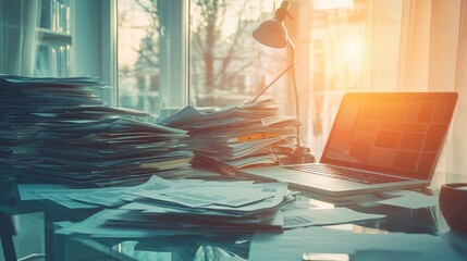 Financial Documents in Home Office Setting