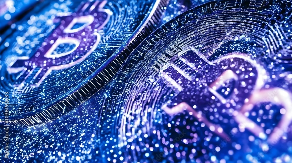 Poster abstract shapes of digital tokens merging into streams of light at a blockchain expo